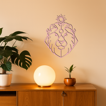 Leo Zodiac Metal Wall Art – Geometric Lion Horoscope Decor - KAFGP144 - Tampa Home & Garden Store