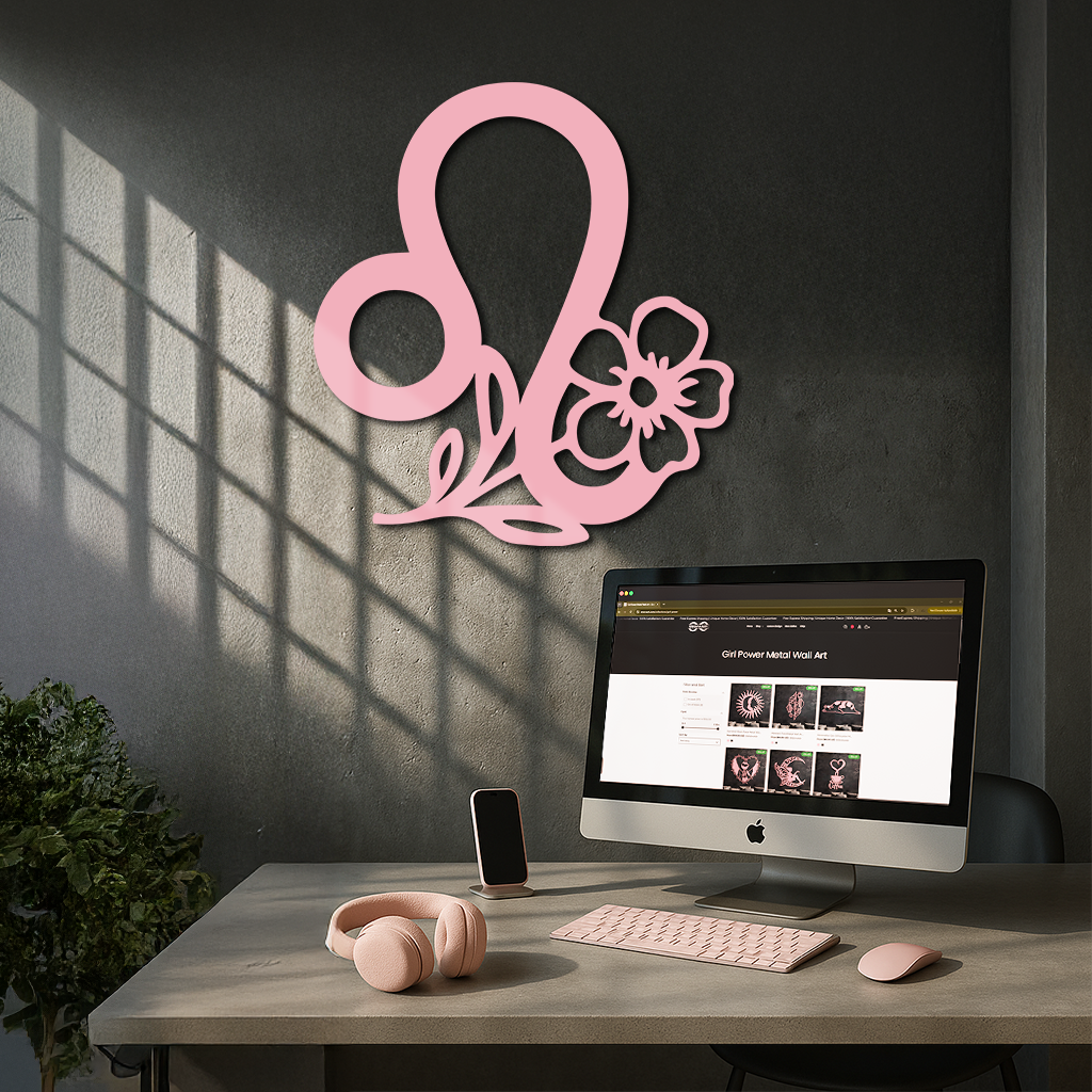 Leo Zodiac Sign Floral Metal Wall Art – Astrology-Inspired Home Decor - KAFGP080 - Tampa Home & Garden Store