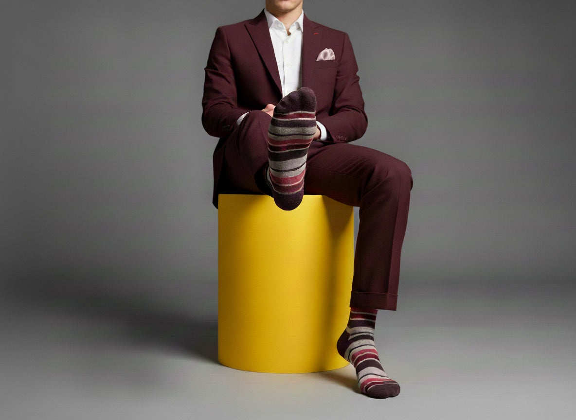 Leon Ultra Soft Maroon and Navy Dress Socks