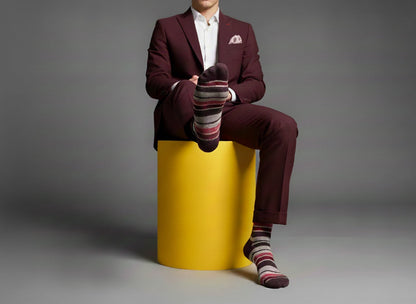 Leon Ultra Soft Maroon and Navy Dress Socks