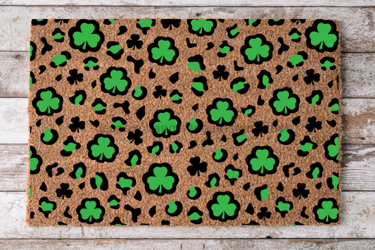 Leopard Clovers, Clover Door Mat, Shamrock Door Mat, Home Doormat, St. Patrick's Doormat, Coir Doormat, Welcome Mat, Housewarming Gift, Welcome Doormat- DECOE-CM-007 - Tampa Home & Garden Store