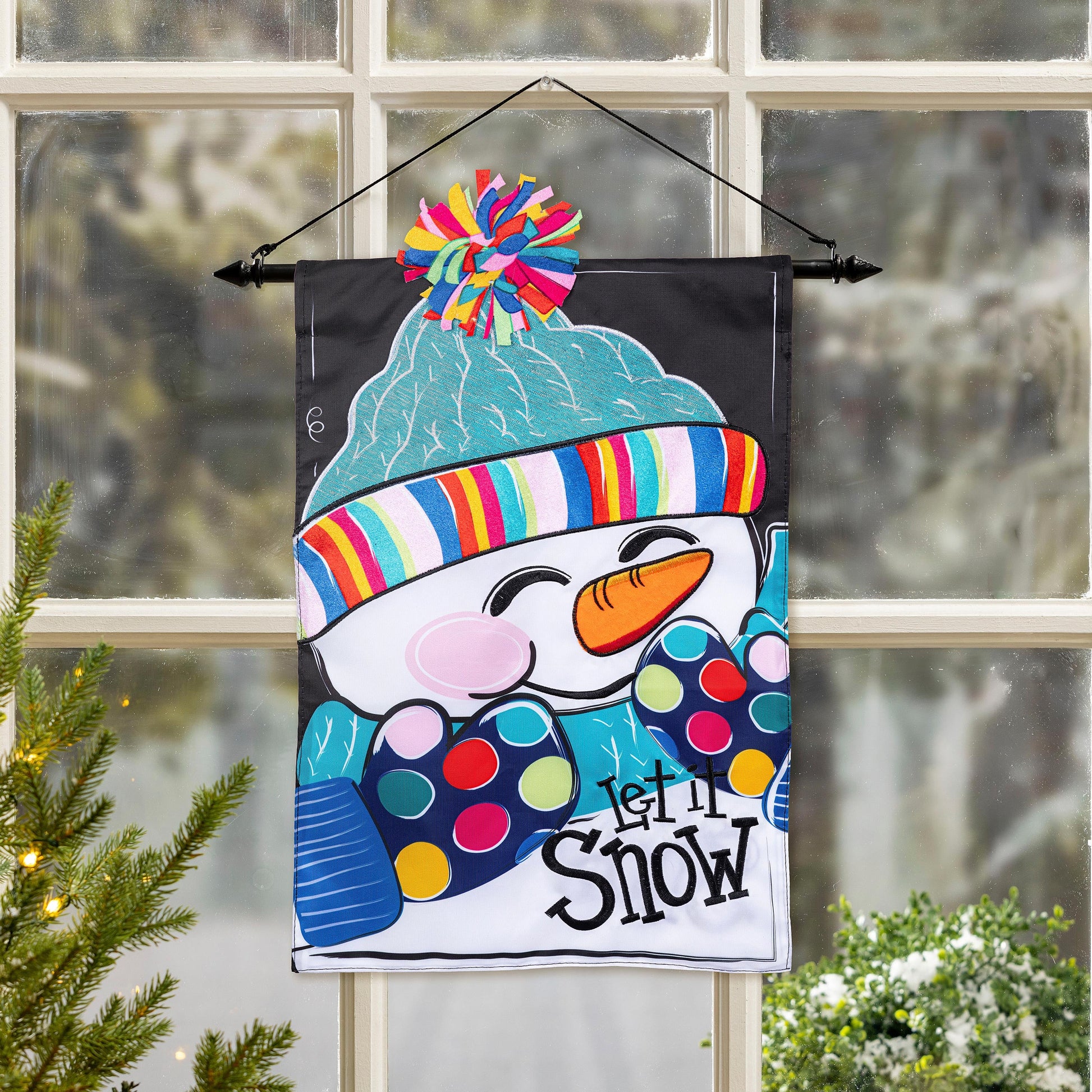 Let It Snow-Man Applique Garden Flag - Tampa Home & Garden Store