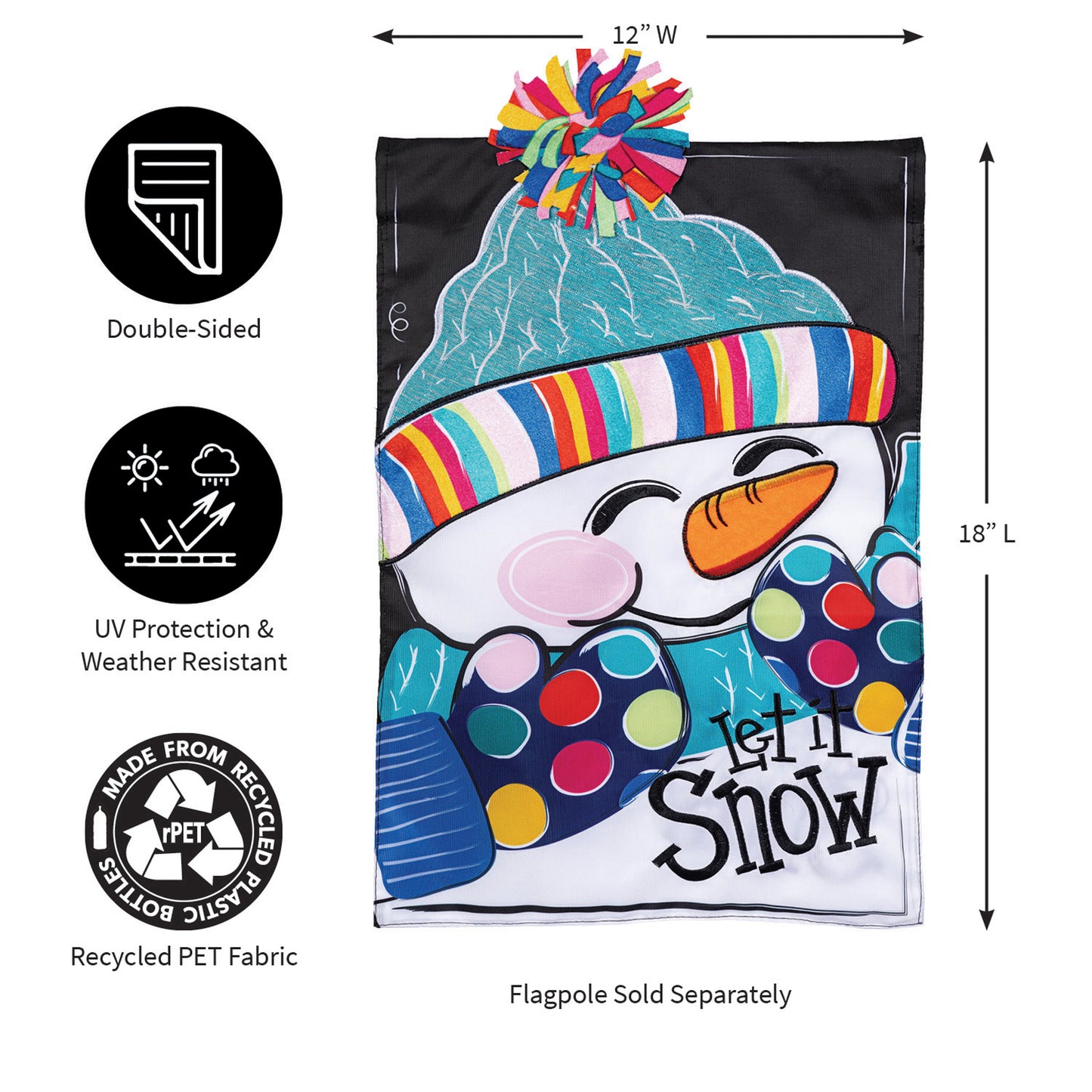 Let It Snow-Man Applique Garden Flag - Tampa Home & Garden Store