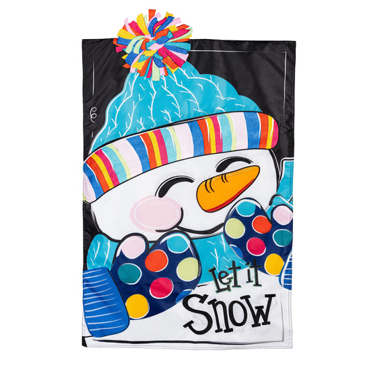 Let It Snow-Man Applique House Flag - Tampa Home & Garden Store