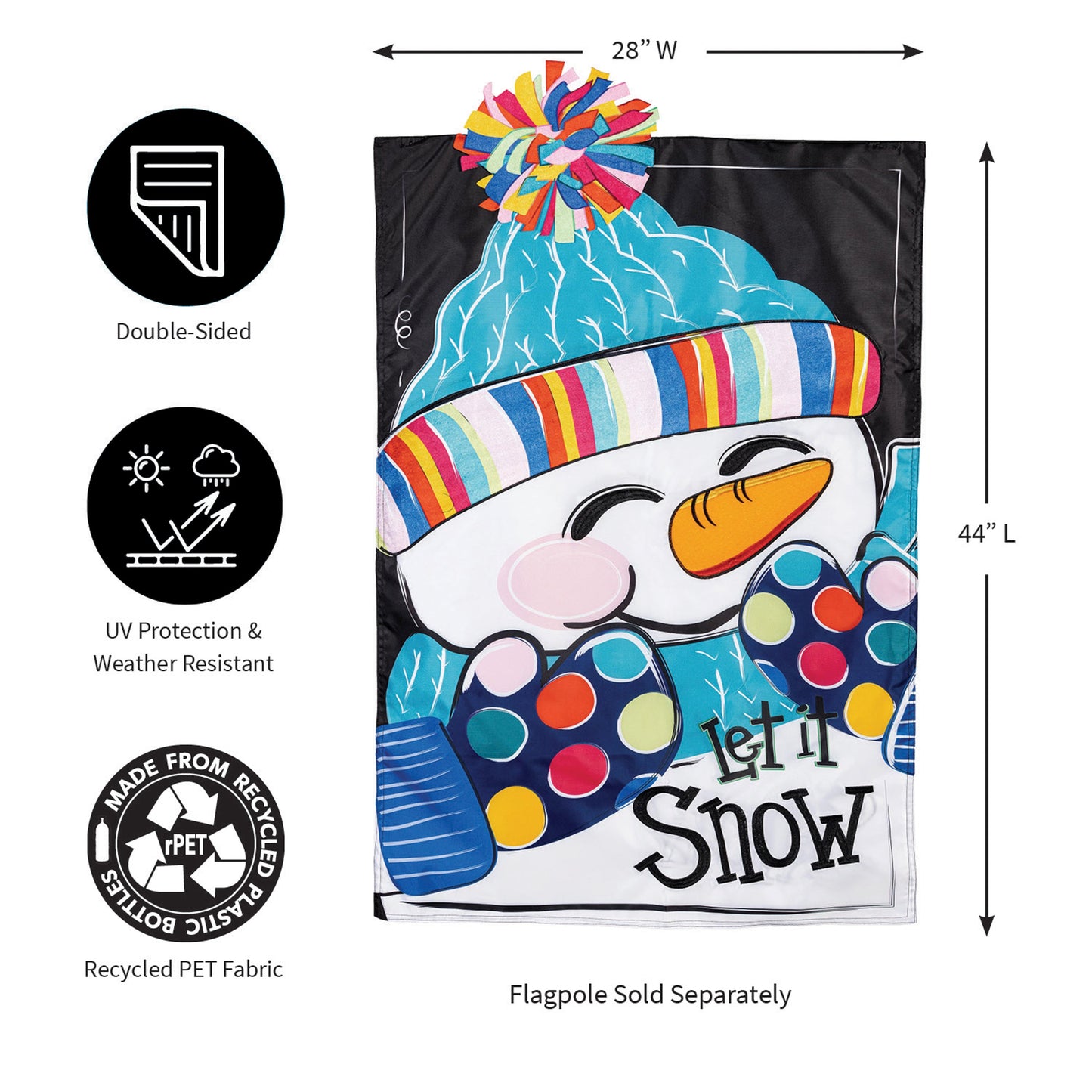 Let It Snow-Man Applique House Flag - Tampa Home & Garden Store
