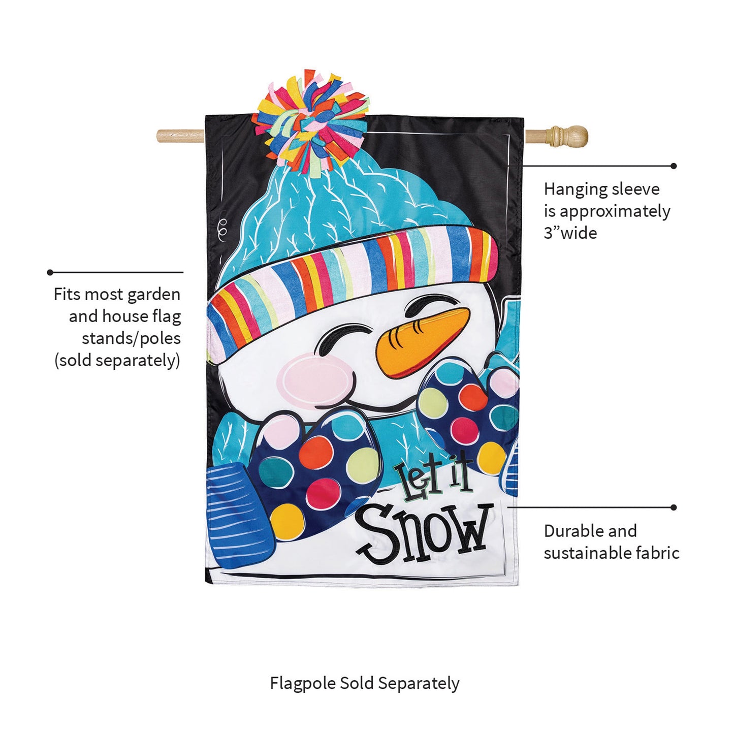 Let It Snow-Man Applique House Flag - Tampa Home & Garden Store