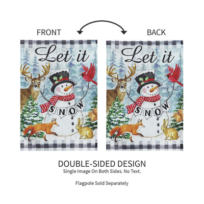 Let it Snow Snowman and Woodlands Suede Garden Flag - Tampa Home & Garden Store