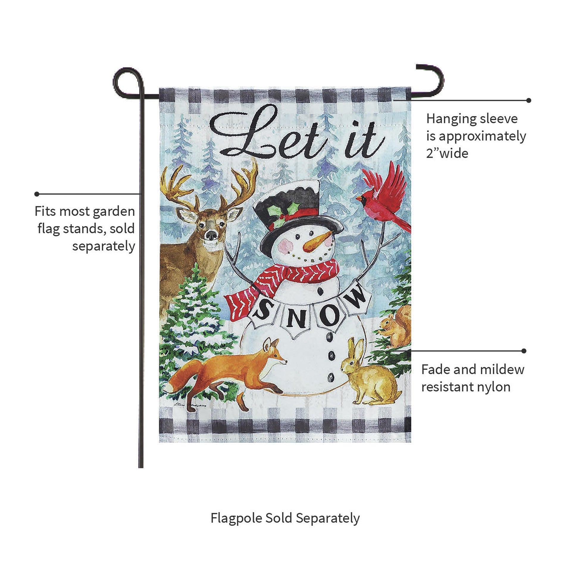 Let it Snow Snowman and Woodlands Suede Garden Flag - Tampa Home & Garden Store