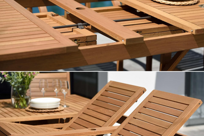 Leyland table and 8 Chamonix armchairs teak outdoor dining set LifestyleGarden US on Tampa Home & Garden Store