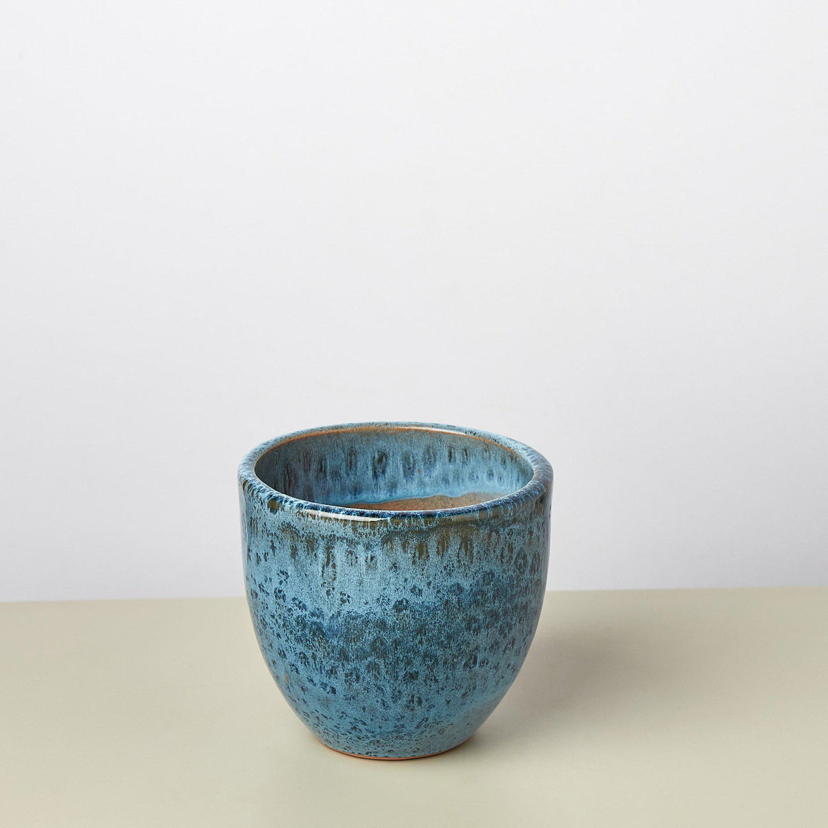 Liberty Bell planter ceramic blue glaze with speckled finish by House Plant Shop on Tampa Home & Garden Store