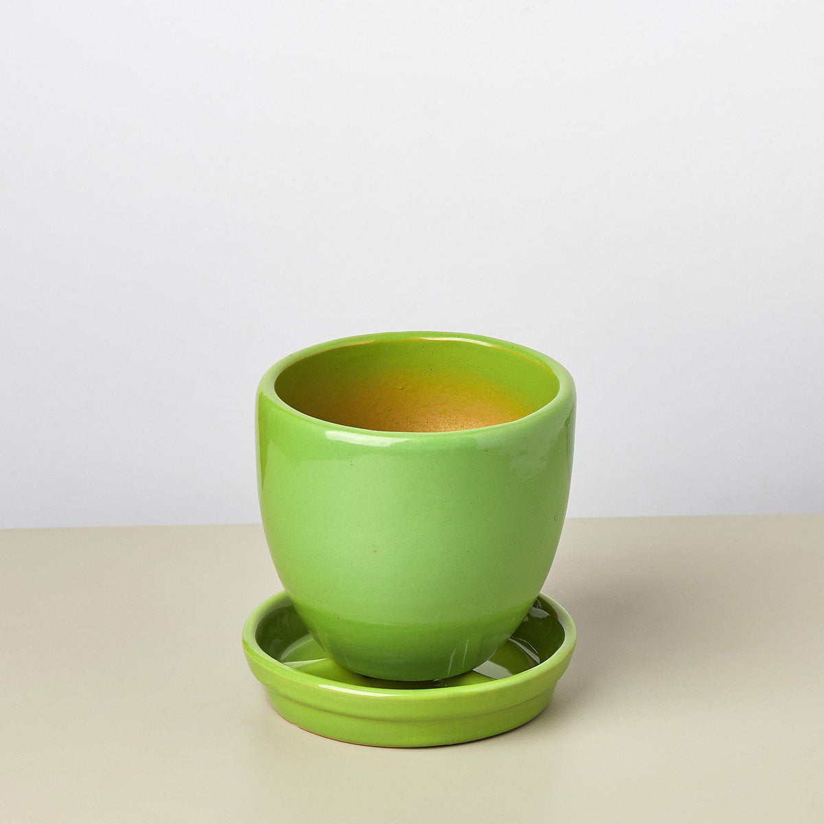 Liberty Bell Planter lime green ceramic pot by House Plant Shop, glossy stacked design on Tampa Home & Garden Store