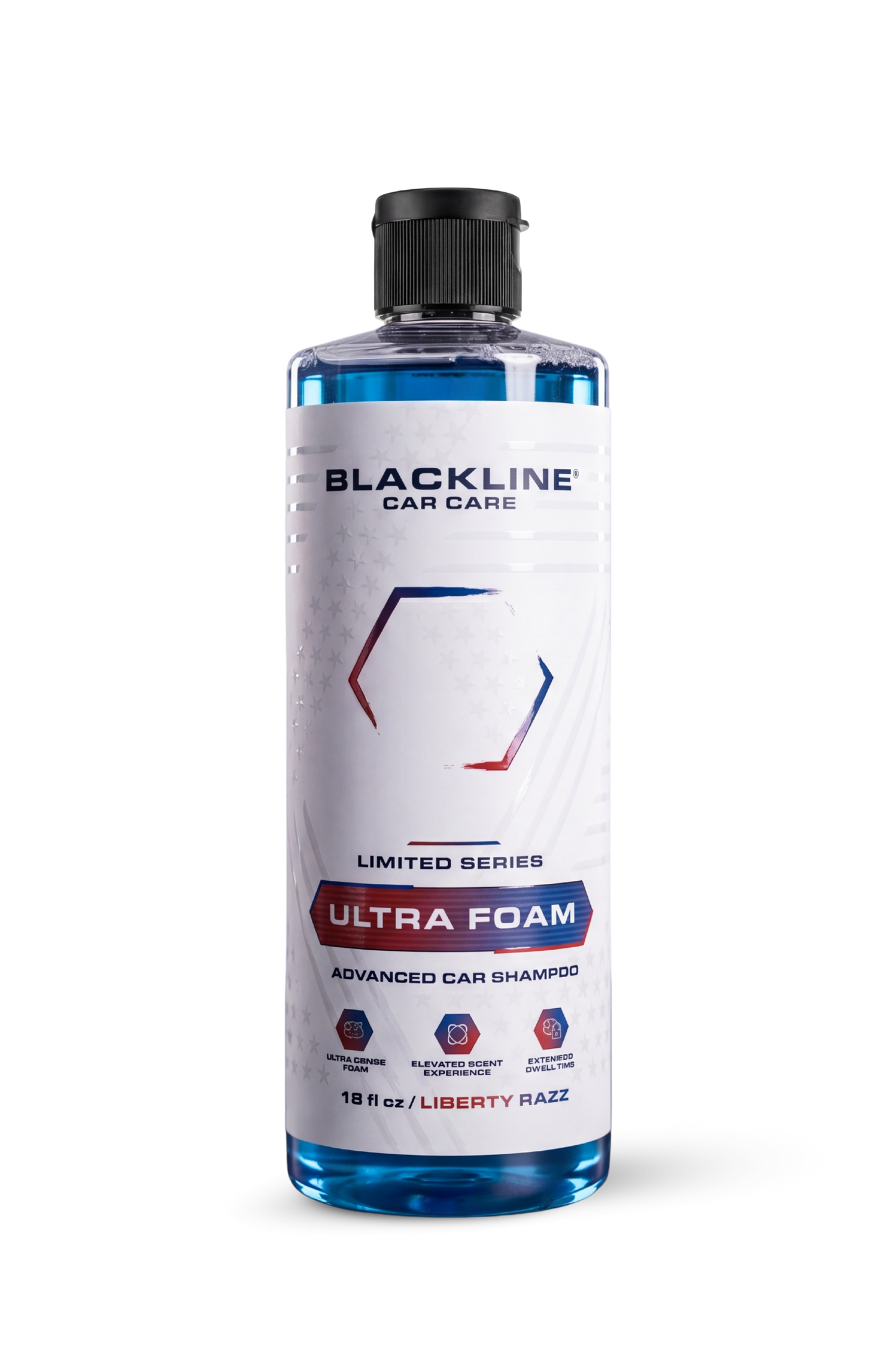 BLACKLINE ULTRA FOAM car shampoo bottle with blue liquid and black cap on Tampa Home & Garden Store