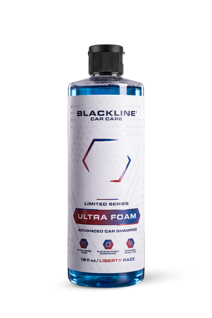 BLACKLINE ULTRA FOAM car shampoo bottle with blue liquid and black cap on Tampa Home & Garden Store