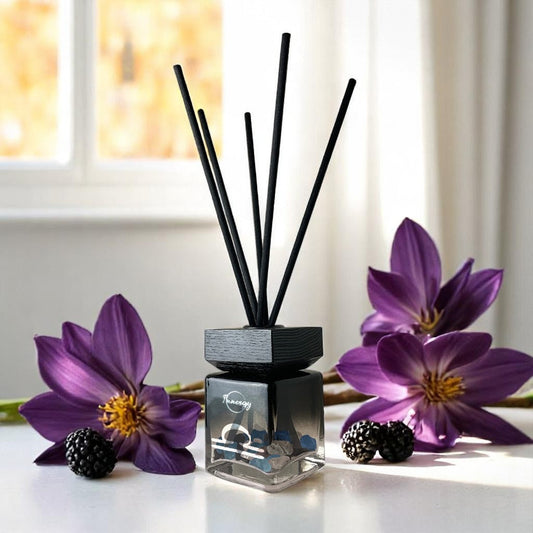 Libra Zodiac Crystal-Enhanced Reed Oil Diffuser, Blackberry Saffron Scent, 100ml - Tampa Home & Garden Store