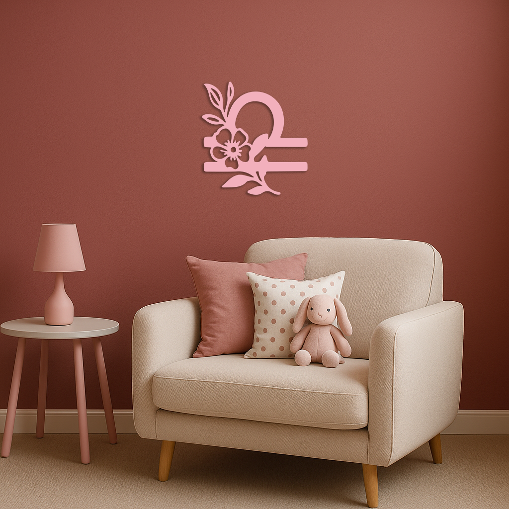 Libra Zodiac Sign Floral Metal Wall Art – Astrology Inspired Home Decor - KAFGP083 - Tampa Home & Garden Store