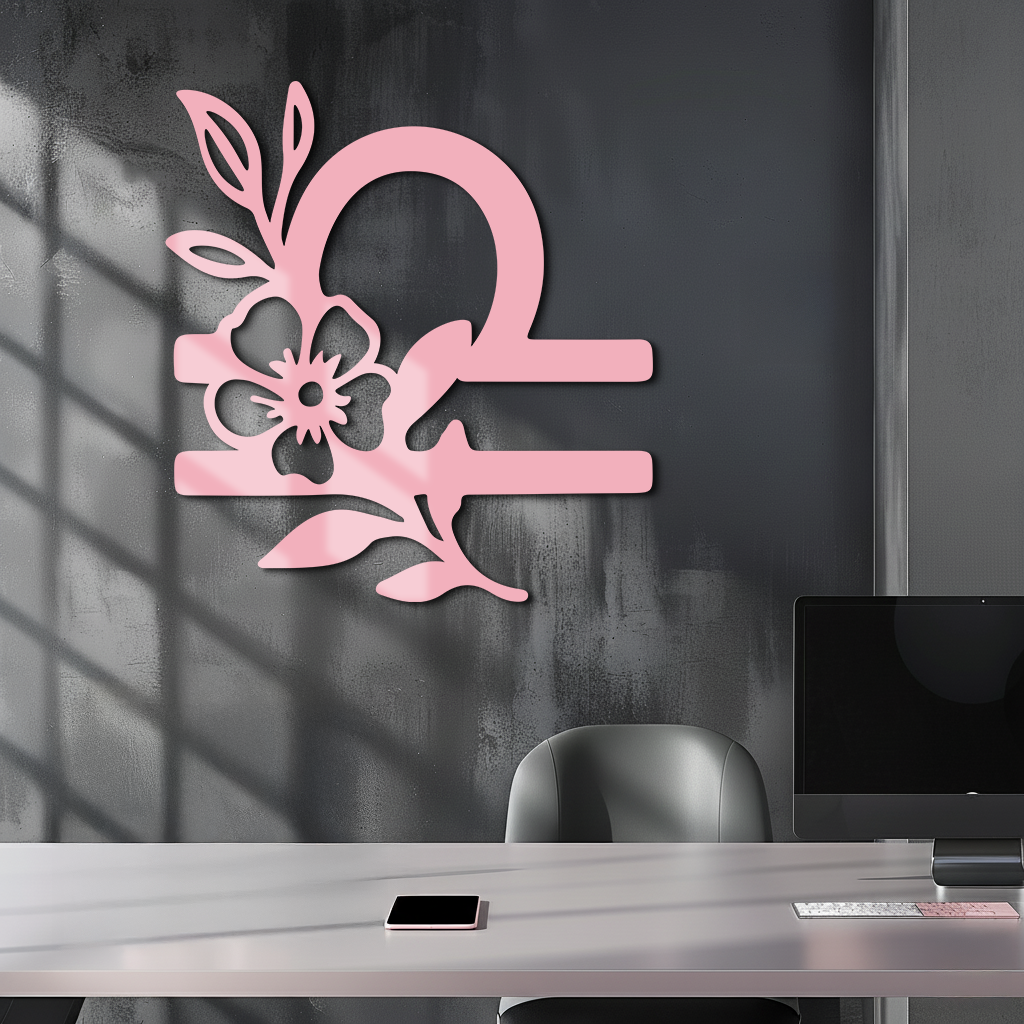 Libra Zodiac Sign Floral Metal Wall Art – Astrology Inspired Home Decor - KAFGP083 - Tampa Home & Garden Store