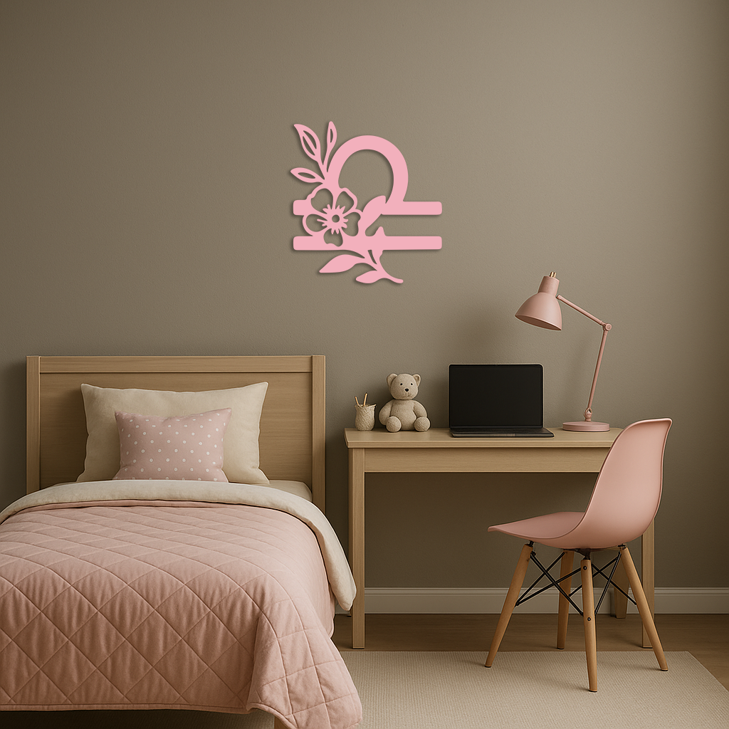 Libra Zodiac Sign Floral Metal Wall Art – Astrology Inspired Home Decor - KAFGP083 - Tampa Home & Garden Store