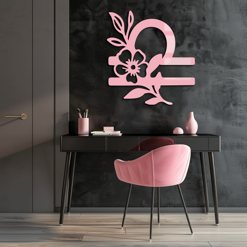 Libra Zodiac Sign Floral Metal Wall Art – Astrology Inspired Home Decor - KAFGP083 - Tampa Home & Garden Store