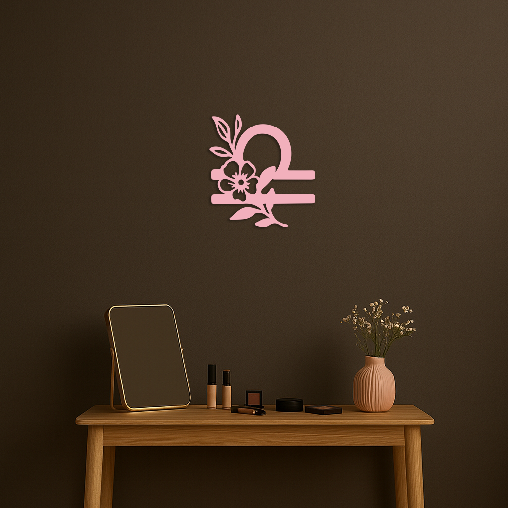 Libra Zodiac Sign Floral Metal Wall Art – Astrology Inspired Home Decor - KAFGP083 - Tampa Home & Garden Store