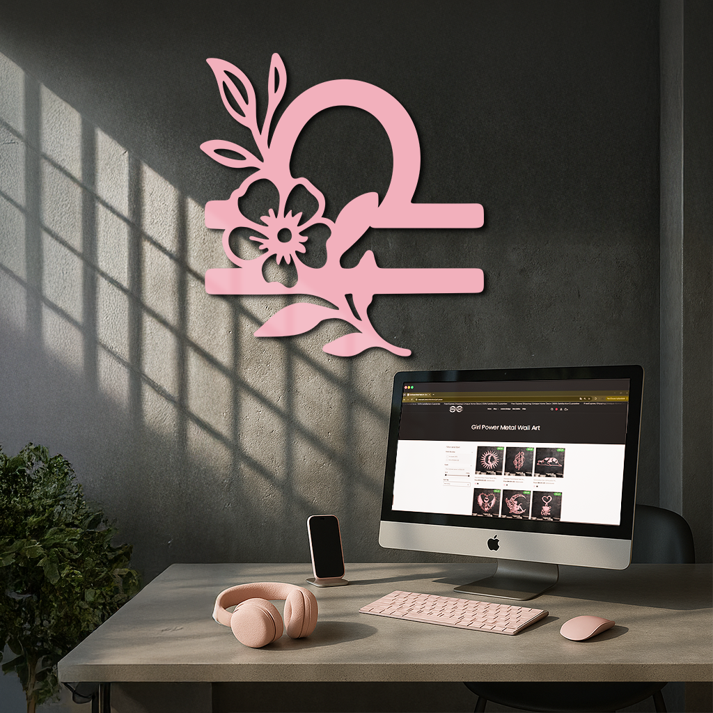 Libra Zodiac Sign Floral Metal Wall Art – Astrology Inspired Home Decor - KAFGP083 - Tampa Home & Garden Store