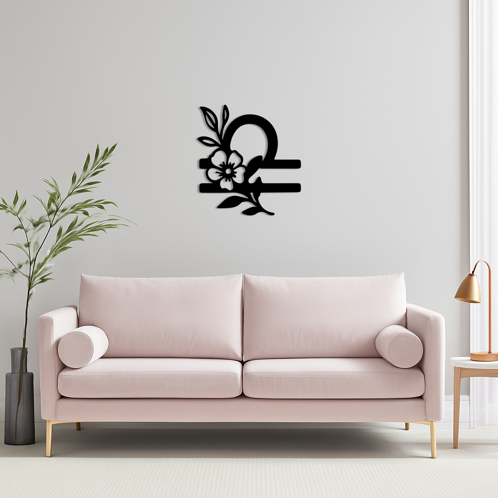 Libra Zodiac Sign Floral Metal Wall Art – Astrology Inspired Home Decor - KAFGP083 - Tampa Home & Garden Store