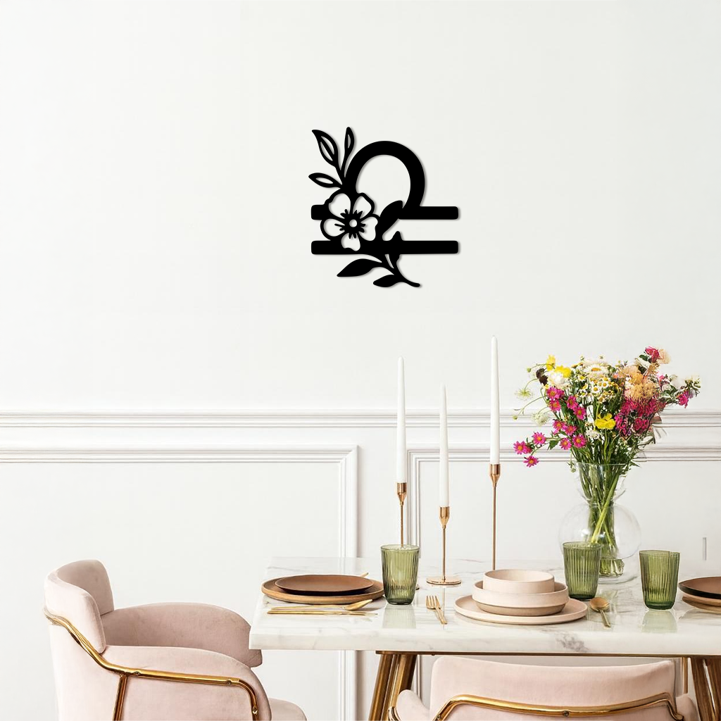 Libra Zodiac Sign Floral Metal Wall Art – Astrology Inspired Home Decor - KAFGP083 - Tampa Home & Garden Store