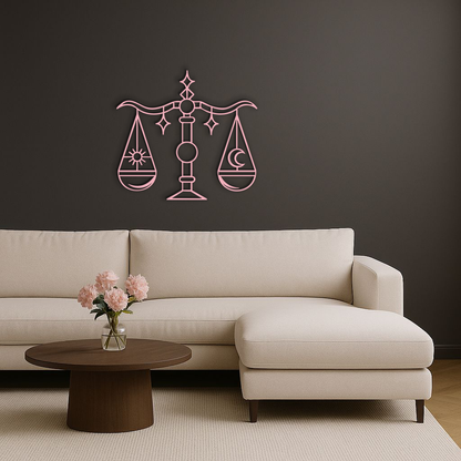 Libra Zodiac Sign Silhouette – Pink Metal Wall Art Balance Scale Design - KAFGP161 - Tampa Home & Garden Store