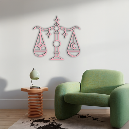 Libra Zodiac Sign Silhouette – Pink Metal Wall Art Balance Scale Design - KAFGP161 - Tampa Home & Garden Store
