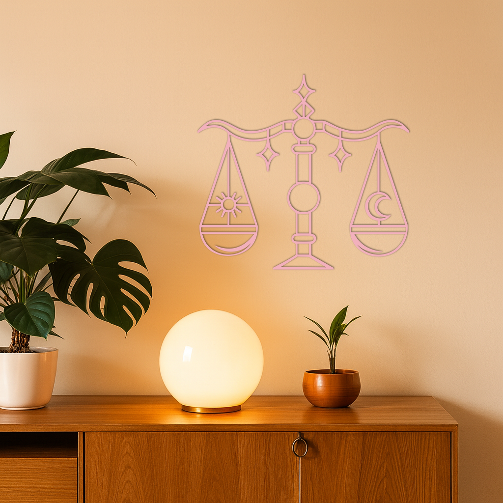 Libra Zodiac Sign Silhouette – Pink Metal Wall Art Balance Scale Design - KAFGP161 - Tampa Home & Garden Store
