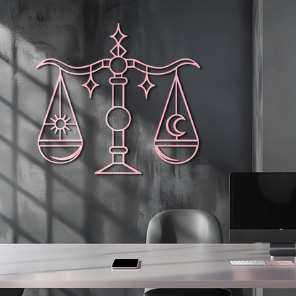 Libra Zodiac Sign Silhouette – Pink Metal Wall Art Balance Scale Design - KAFGP161 - Tampa Home & Garden Store