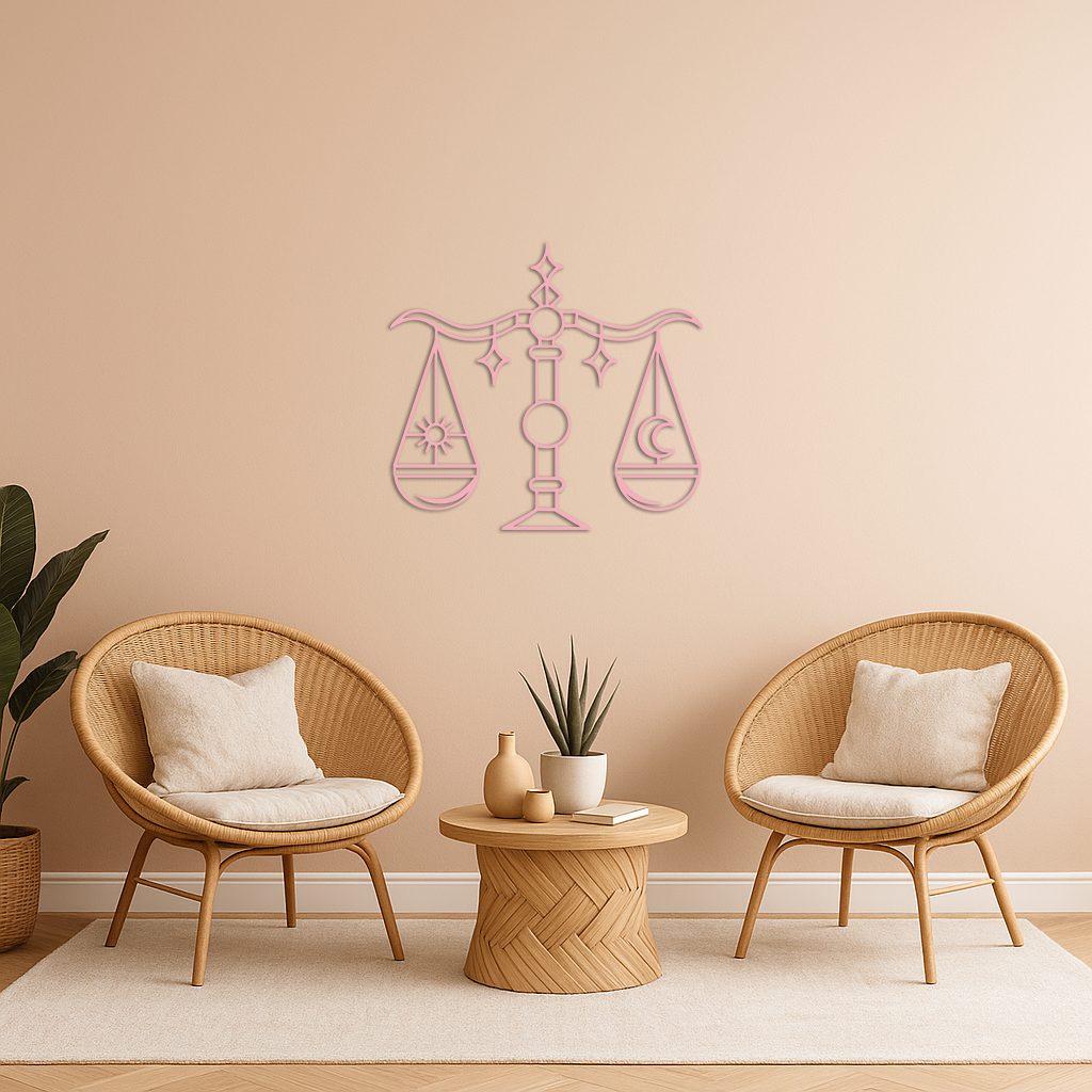 Libra Zodiac Sign Silhouette – Pink Metal Wall Art Balance Scale Design - KAFGP161 - Tampa Home & Garden Store