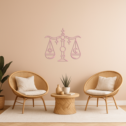 Libra Zodiac Sign Silhouette – Pink Metal Wall Art Balance Scale Design - KAFGP161 - Tampa Home & Garden Store