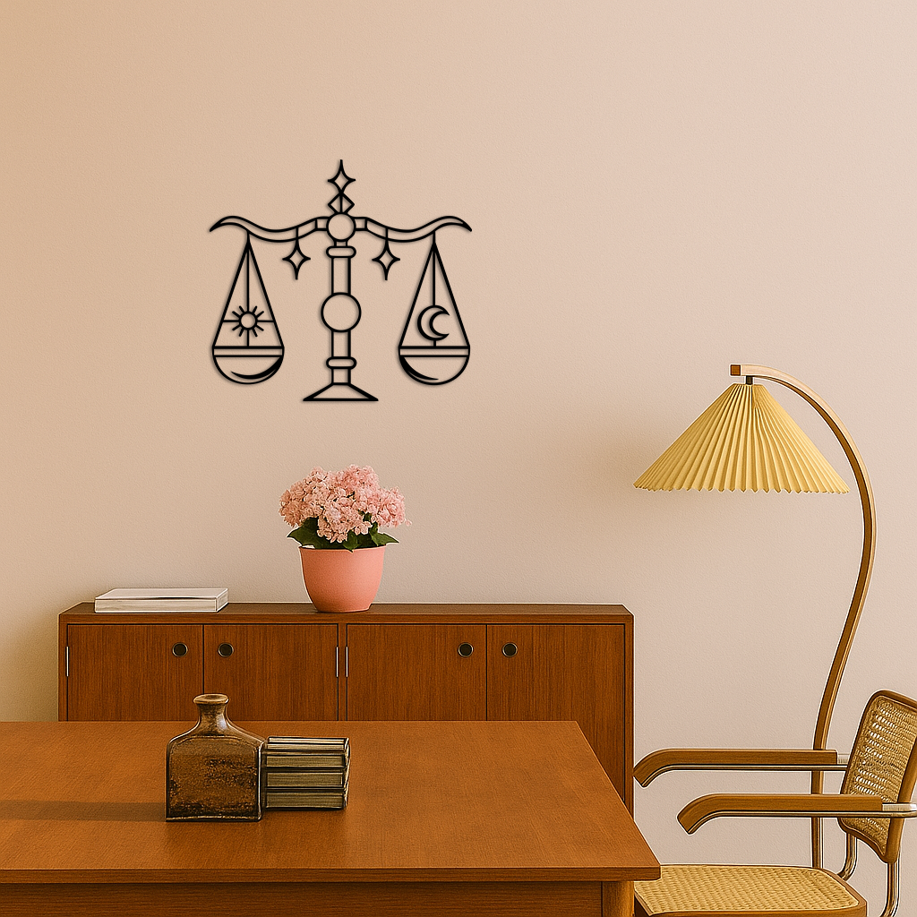 Libra Zodiac Sign Silhouette – Pink Metal Wall Art Balance Scale Design - KAFGP161 - Tampa Home & Garden Store
