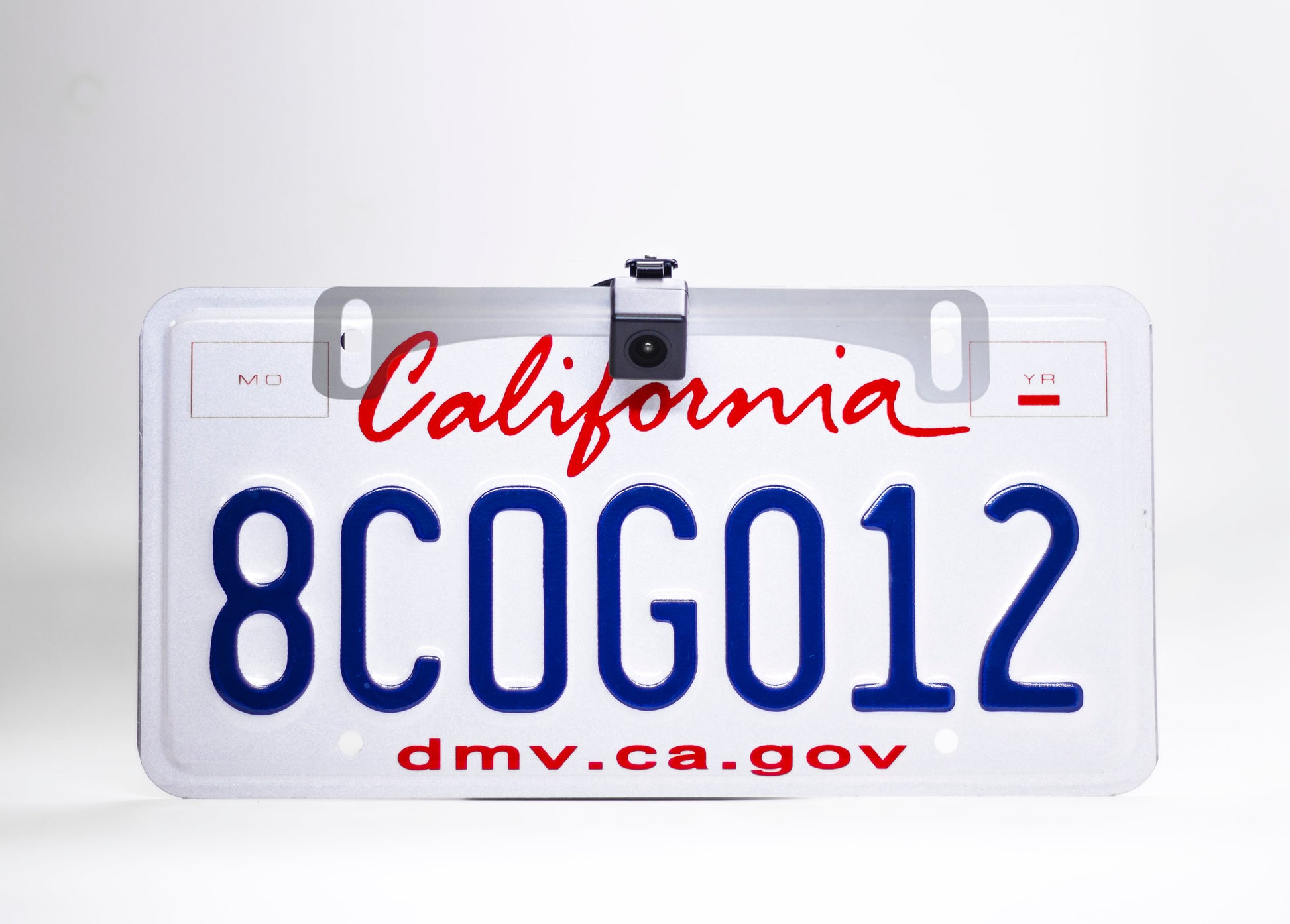 Master Tailgaters license plate camera on California plate; IP68 waterproof, 170° wide-angle on Tampa Home & Garden Store