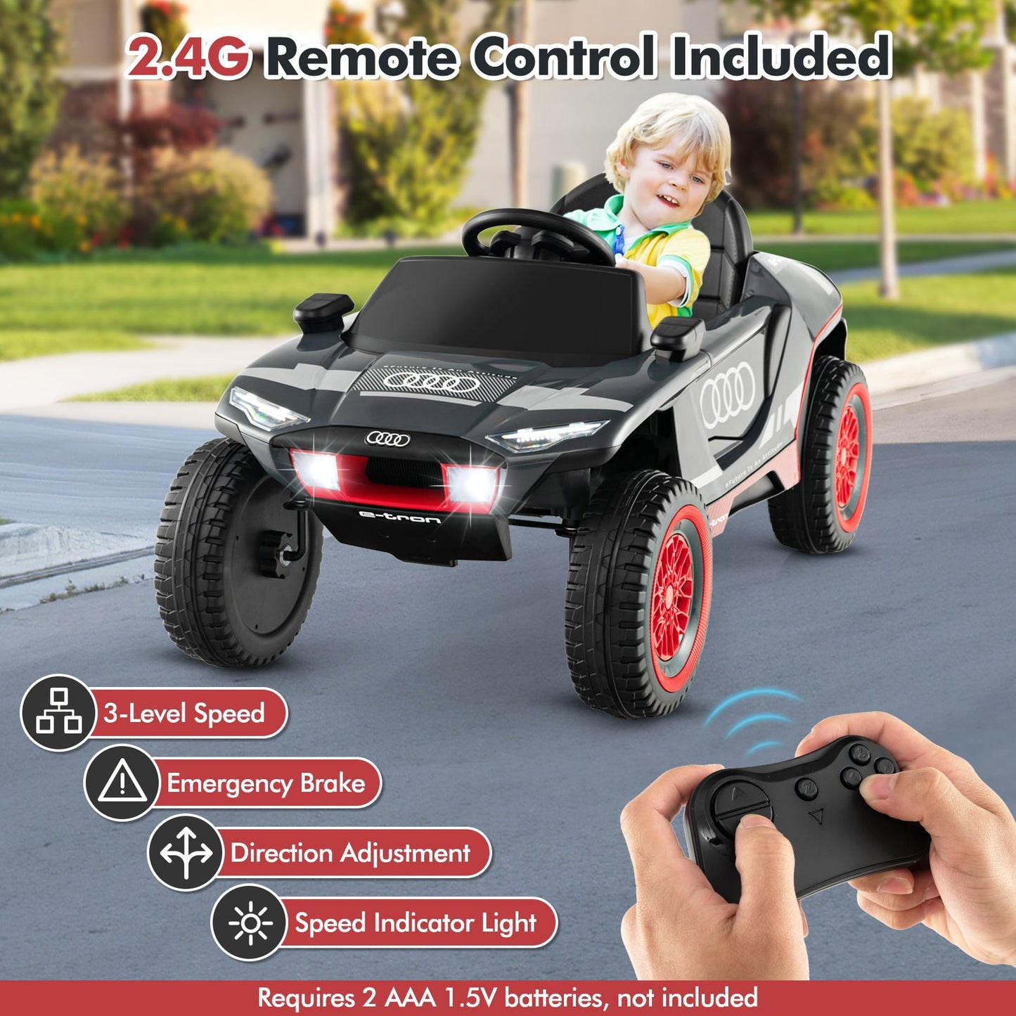 Licensed Audi Kids Ride On E-tron Racing Car-Gray