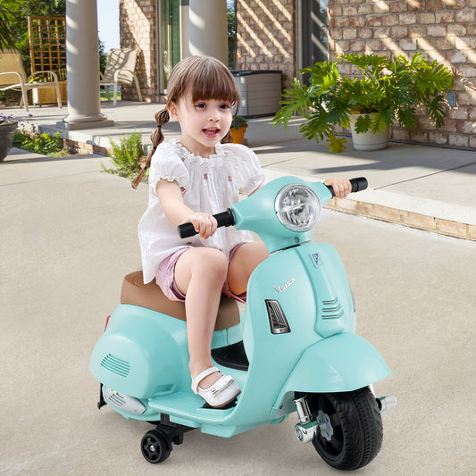 Kids Ride on Motorcycle Licensed Vespa with LED Headlight and Horn Sound-Green - Tampa Home & Garden Store