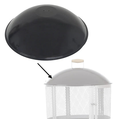 Black round lid for 28 inch Bessemer outdoor fireplace with small vent holes on Tampa Home & Garden Store