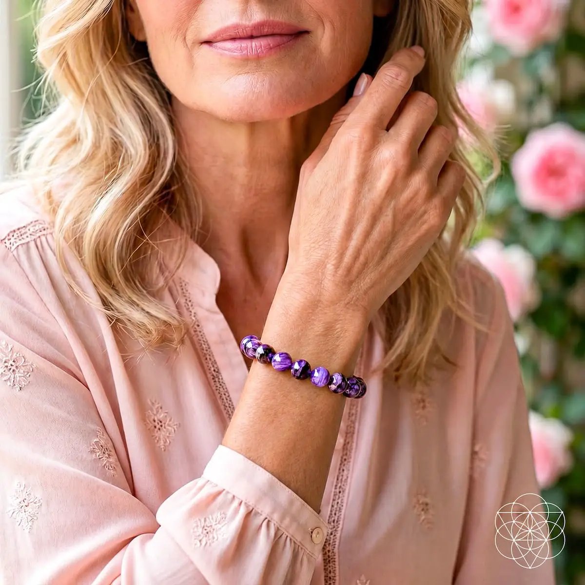 Bracelet Unshakeable Intuition by Conscious Items with purple charoite beads on Tampa Home & Garden Store