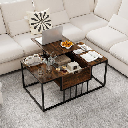 Lift Top Coffee Table Modern Center Table with Hidden Storage Compartment