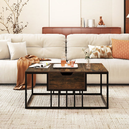 Lift Top Coffee Table Modern Center Table with Hidden Storage Compartment