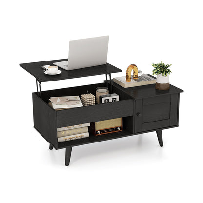 Mesa de centro elevable con almacenamiento y compartimento oculto-Natural
