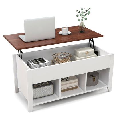 Mesa de centro con compartimento de almacenamiento oculto - Blanco