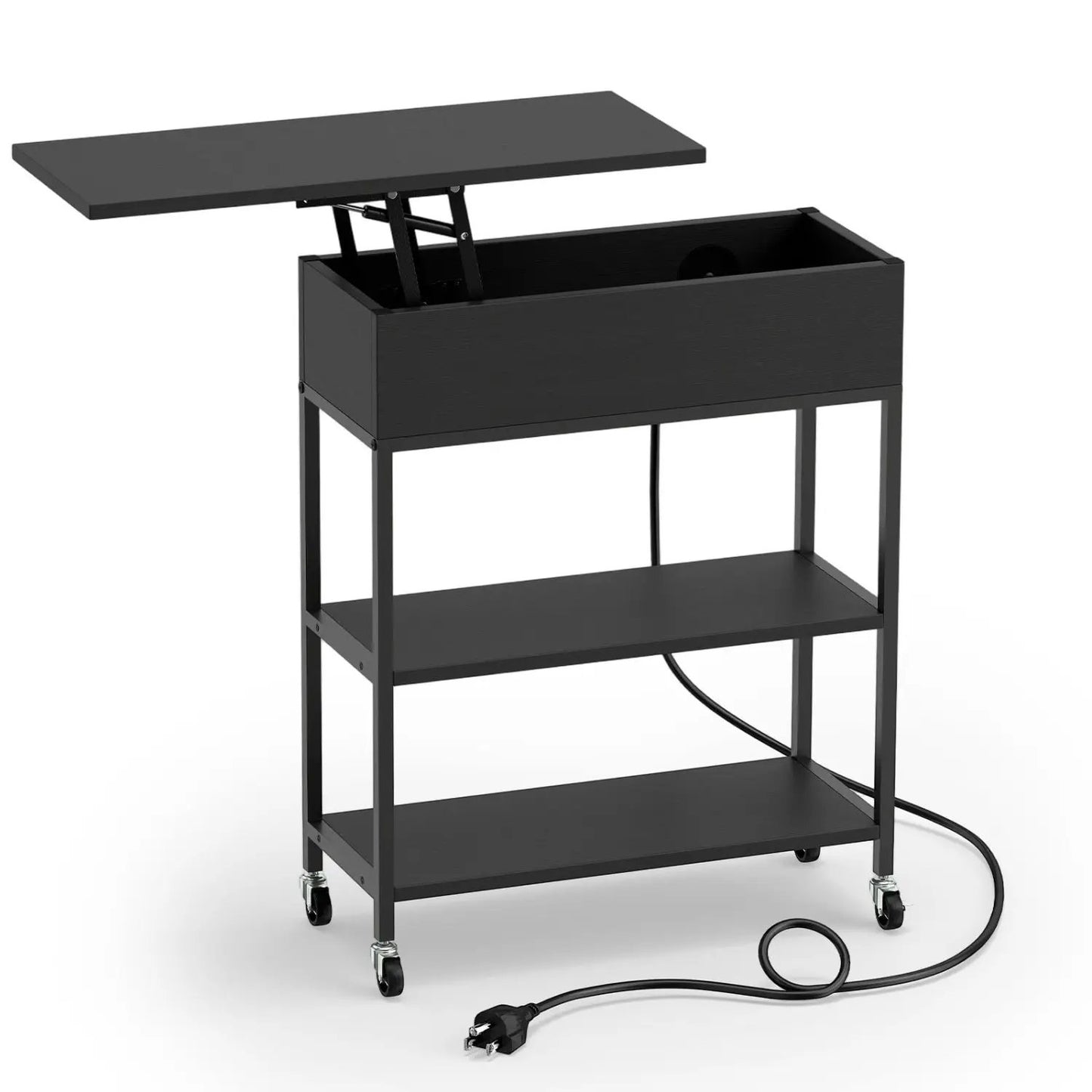 Lift Top Table With Charging Station and Wheels