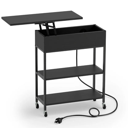 Lift Top Table With Charging Station and Wheels
