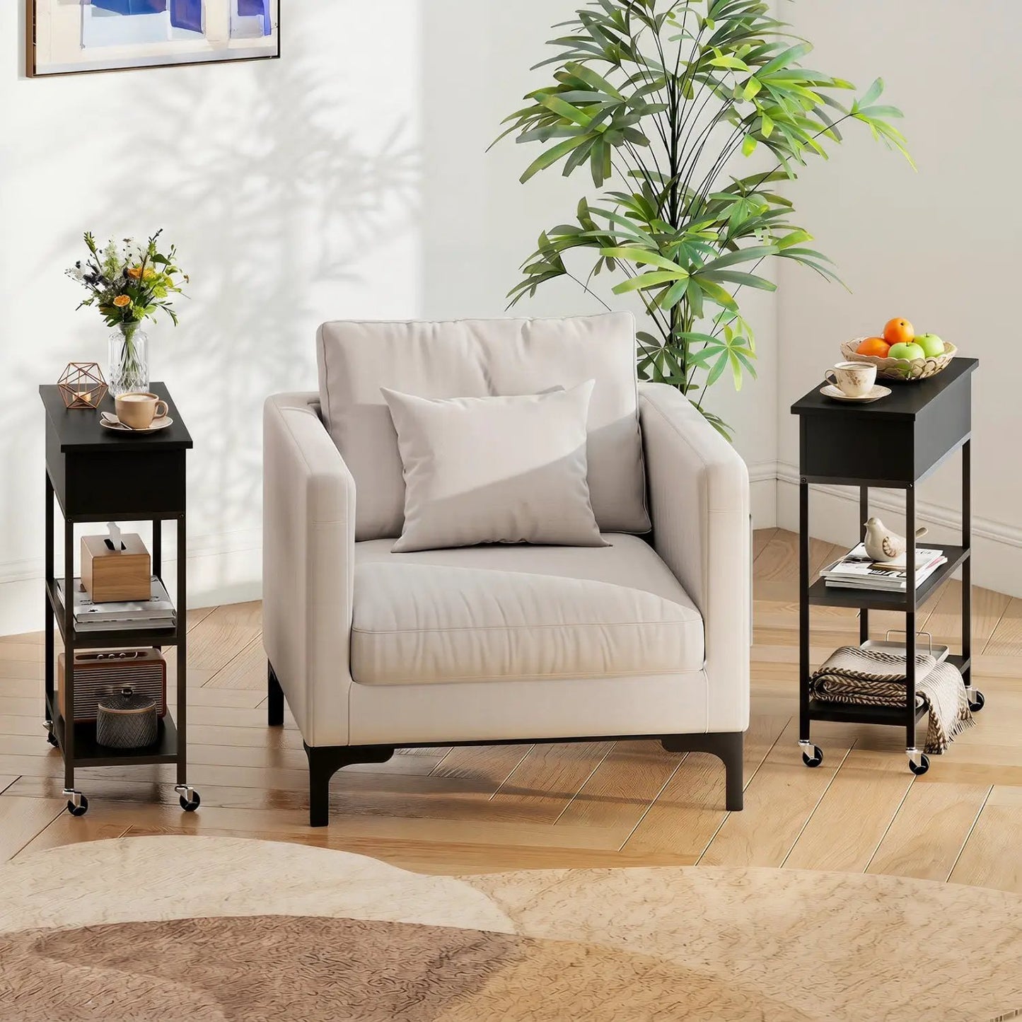 Lift Top Table With Charging Station and Wheels