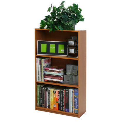 Light Cherry Finish 3-Tier Storage Shelves Bookcase - Tampa Home & Garden Store