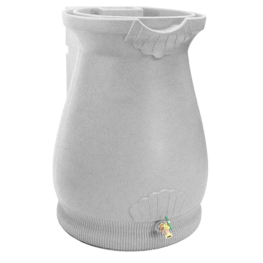 Light Grey Granite 65 Gallon Plastic Urn Rain Barrel with Planter Top - Tampa Home & Garden Store