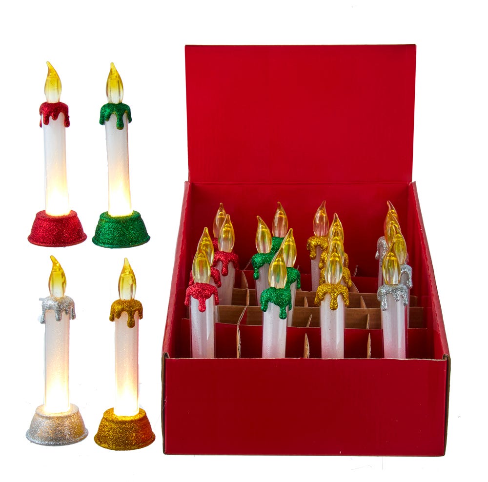 Light-Up LED Glittered 6 Inch Candle - - Tampa Home & Garden Store