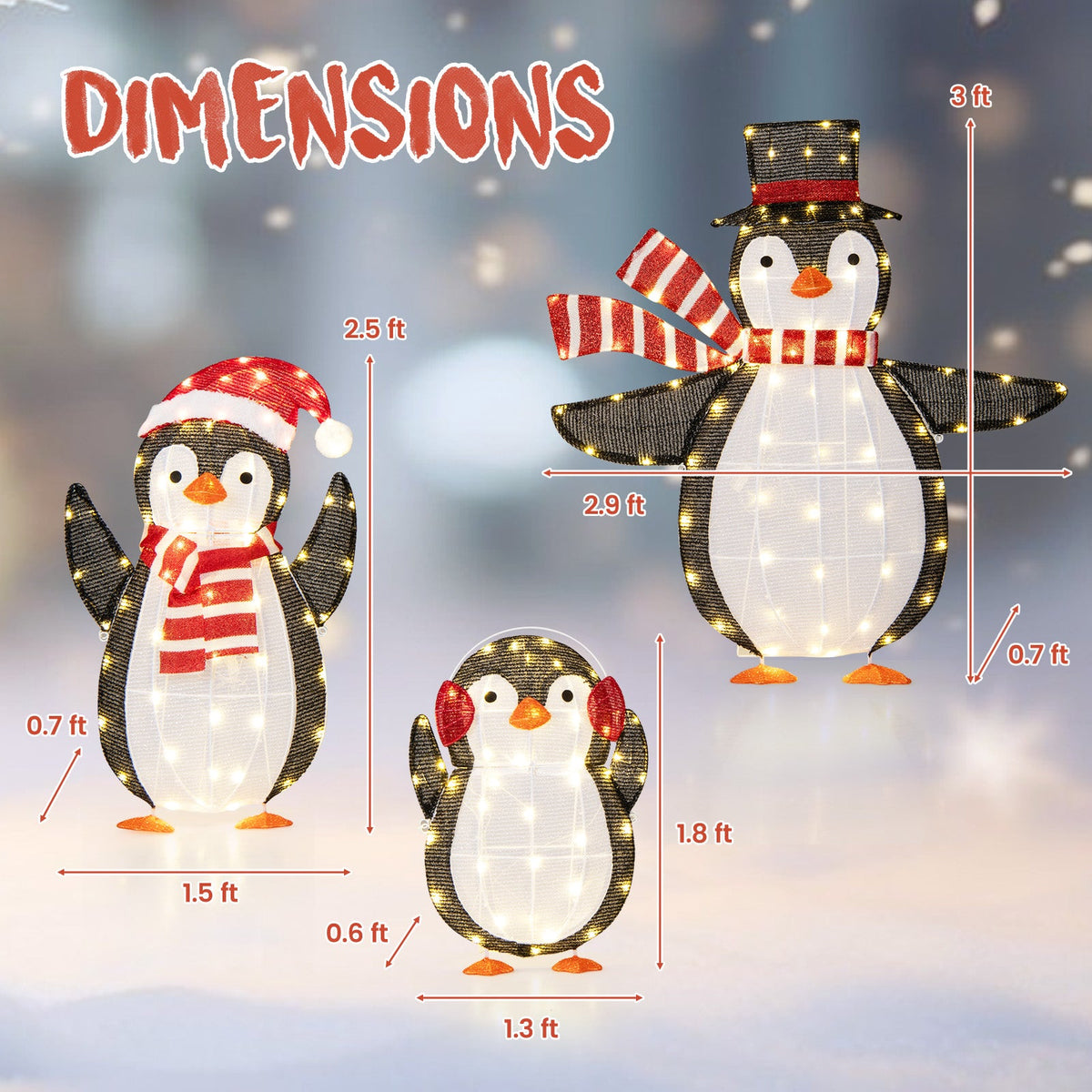 Set of 4 light-up penguin Christmas decorations with 194 LEDs and zip ties DirectDeals on Tampa Home & Garden Store