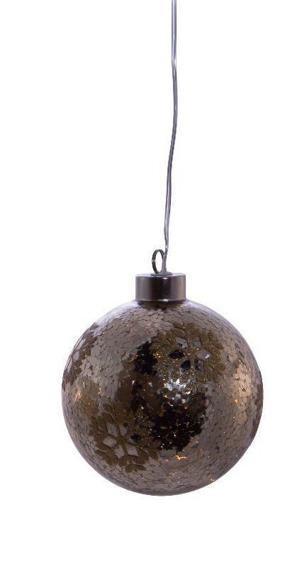Lighted USB Gold and Silver Glass Ball Ornament - Dark Gold - Tampa Home & Garden Store